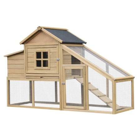 Wooden Chicken Enclosure, With Connecting Ramp, Removable Tray, Ventilated Window And Nesting Box, Natural by Amazing Pet Bargains
