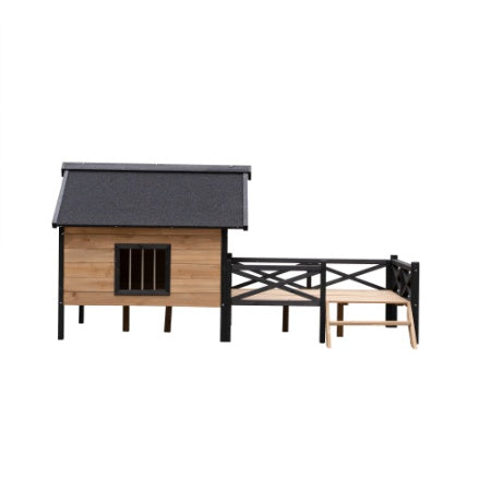 Outdoor Large Wooden Cabin House Style Wooden Dog Kennel With Porch by Amazing Pet Bargains
