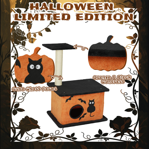 Halloween Cat Tree,  For Indoor Cats, Large Platform, Sisal Scratching Post,
