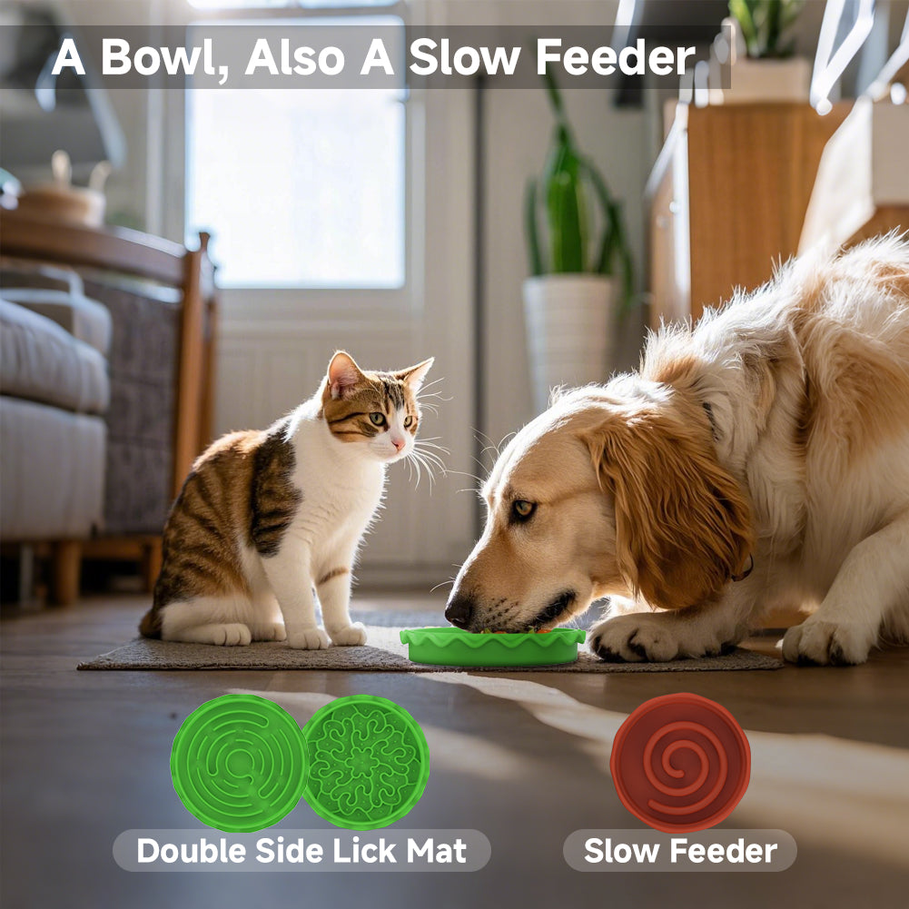 Hamburger Pet Bowl with Lick Mat by Amazing Pet Bargains