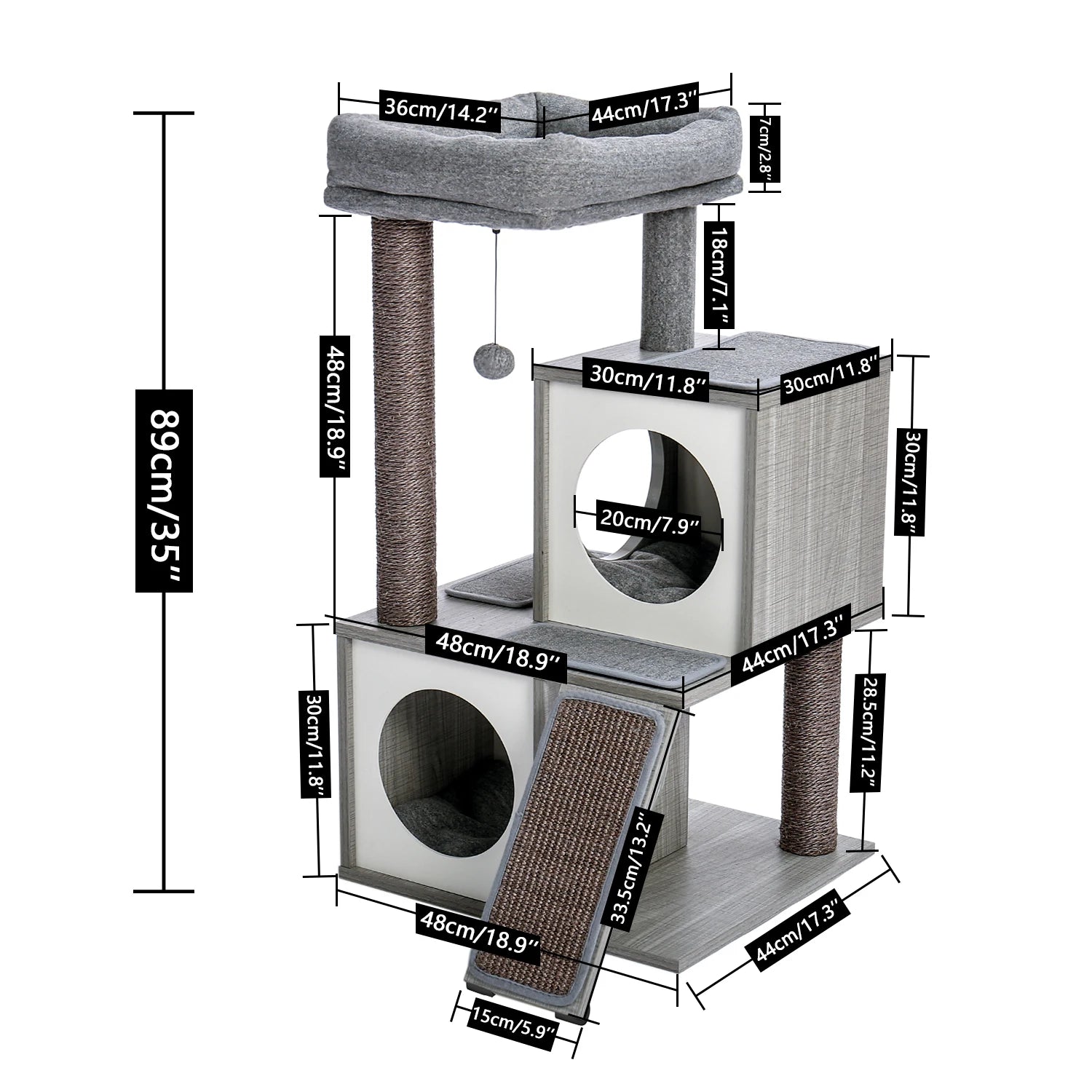 Cat Tree House with Hanging Ball Cat Condos by Love My Pet