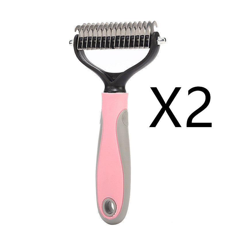 Stainless Double-sided Pet Brush Hair Removal Comb Grooming Dematting Dog Grooming Shedding Tools by VetsPetStore