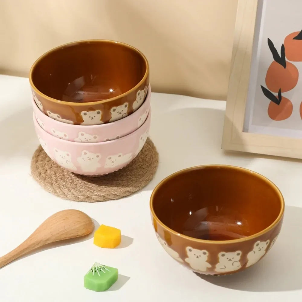 Hand-painted Stoneware Cat Face Ceramic Bowl by Love My Pet