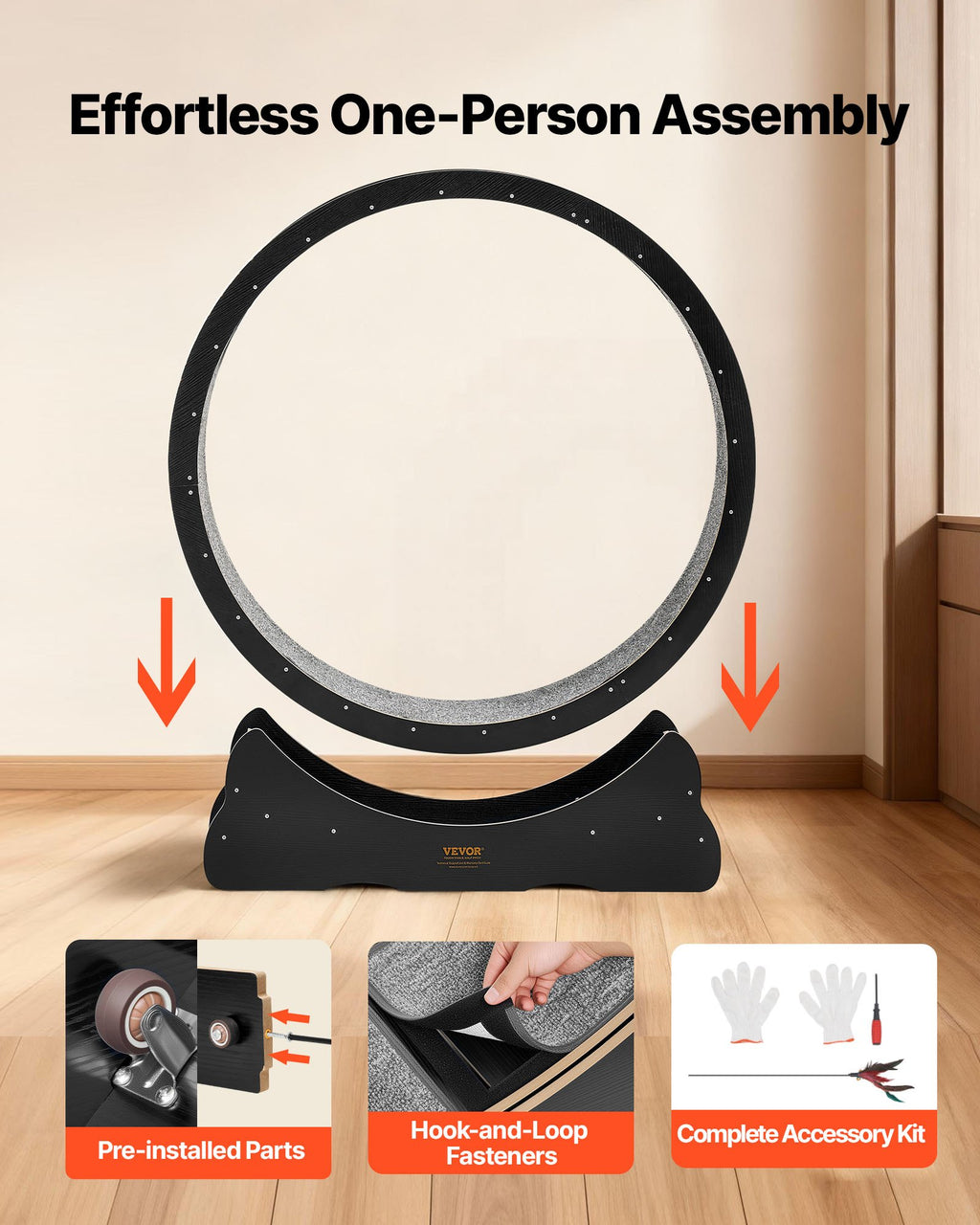 Cat Exercise Wheel, 48 In Wooden Cat Running Wheel For Indoor Cats Up To 28 Lbs, Black by VetsPetStore