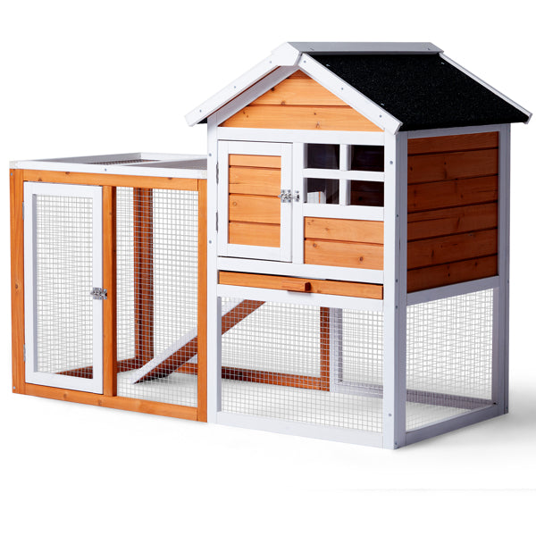 Orange-red, Wooden Chicken and Rabbit Enclosure by VetsPetStore