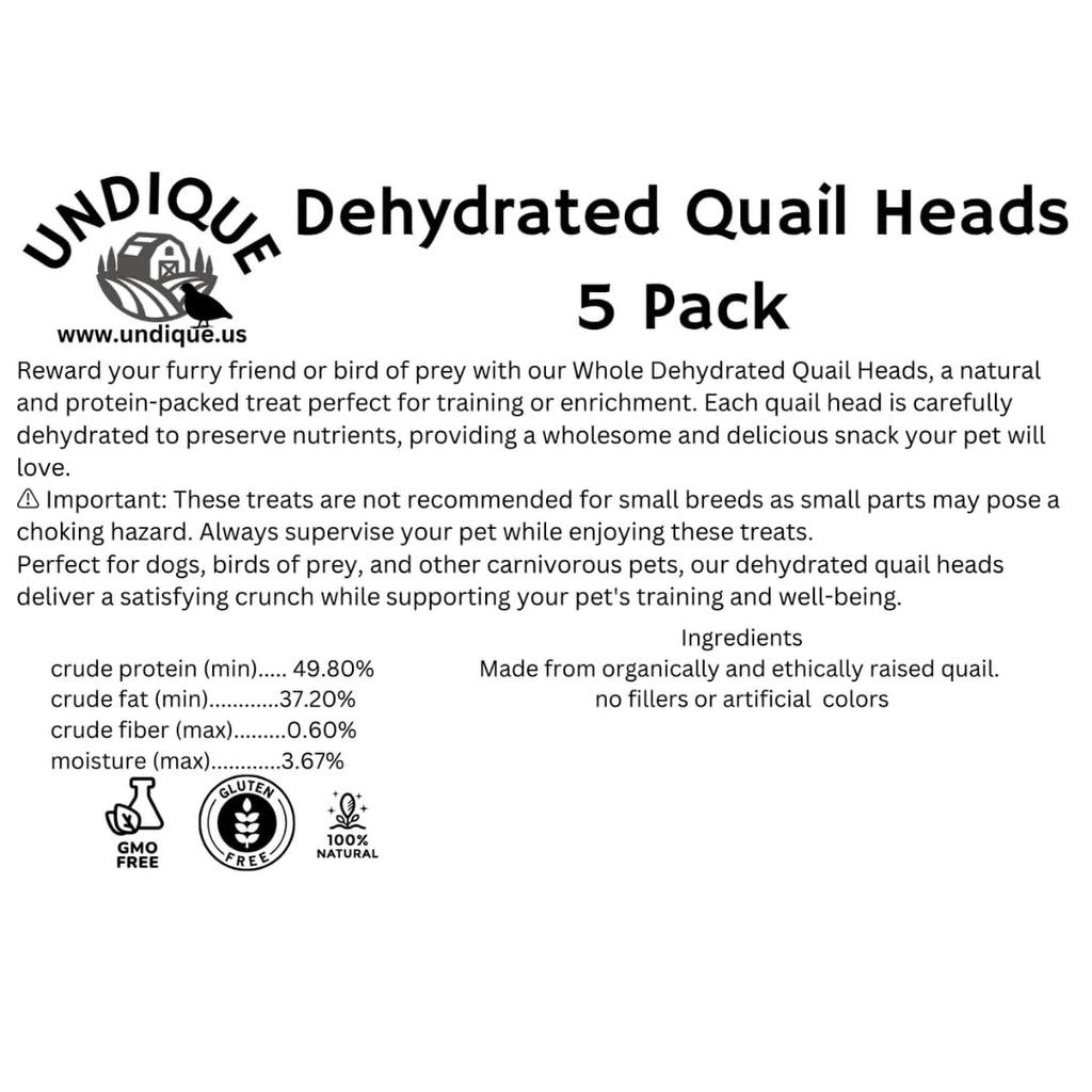 Fine Feline Feasts Quail Heads - Gourmet Cat Treats, High Protein, Nutrient-Dense, Promotes Natural Instincts, Healthy Skin & Coat, Minimal Ingredients Pack of 5 by Quailz.com by Undique LLC