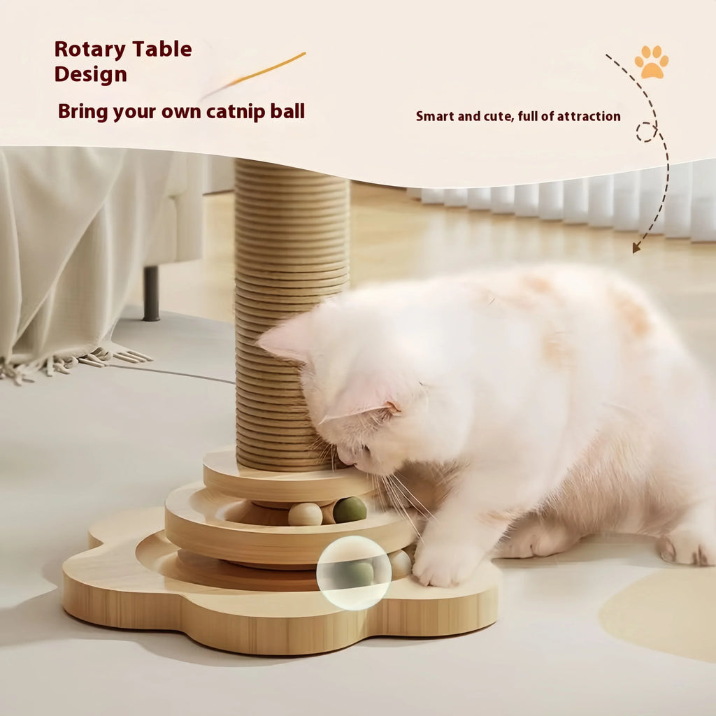 Solid Wood Cat Turntable Sisal Scratching Board by Love My Pet