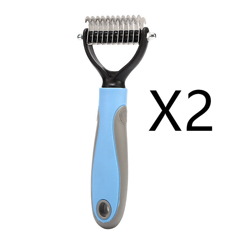 Stainless Double-sided Pet Brush Hair Removal Comb Grooming Dematting Dog Grooming Shedding Tools by VetsPetStore
