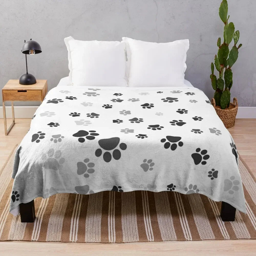 Pawprint Flannel Throw Blankets by Love My Pet