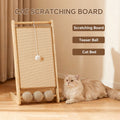 Large Vertical Sisal Cat Scratcher with Balls, Wooden Frame - Sisal Scratching Surface by VetsPetStore