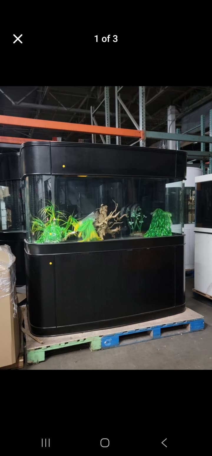 Display Model | 215g Seamless Glass Bowfront Reef-Ready Aquarium Set in Abyss Black by AQUA VIM