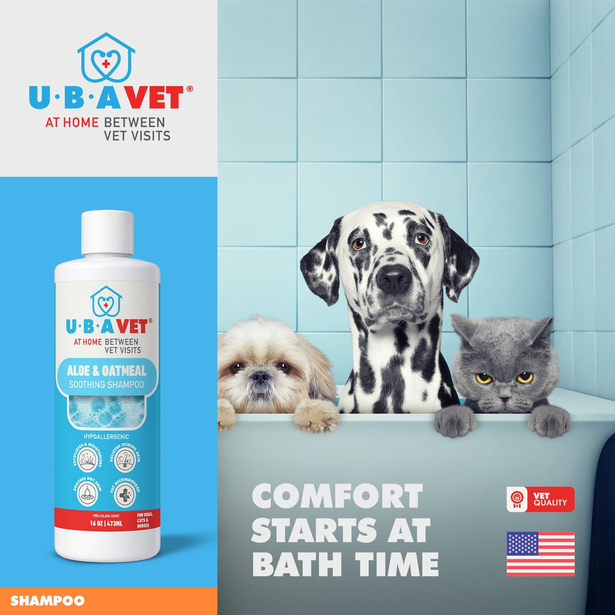 UBAVET Aloe & Oatmeal Conditioner for Dogs & Cats – Soothing Moisturizing Formula for Sensitive Skin (16.9 fl oz / 500ml) by American Pet Supplies