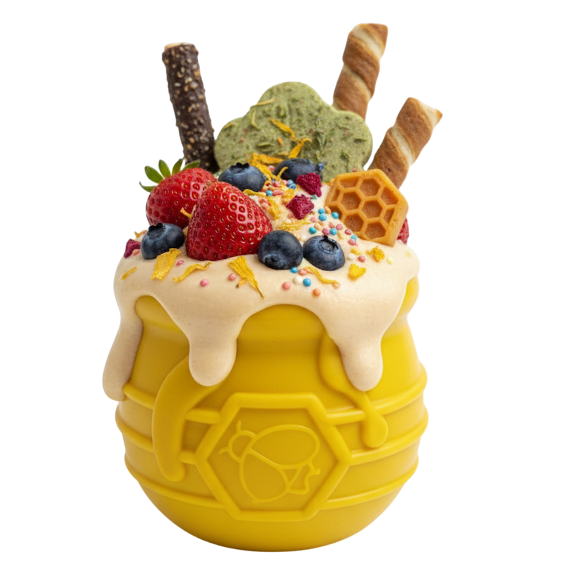Honey Pot Dog eCup Treat Dispenser | Durable PUP-X Rubber Enrichment Toy | USA Made by SodaPup/True Dogs, LLC