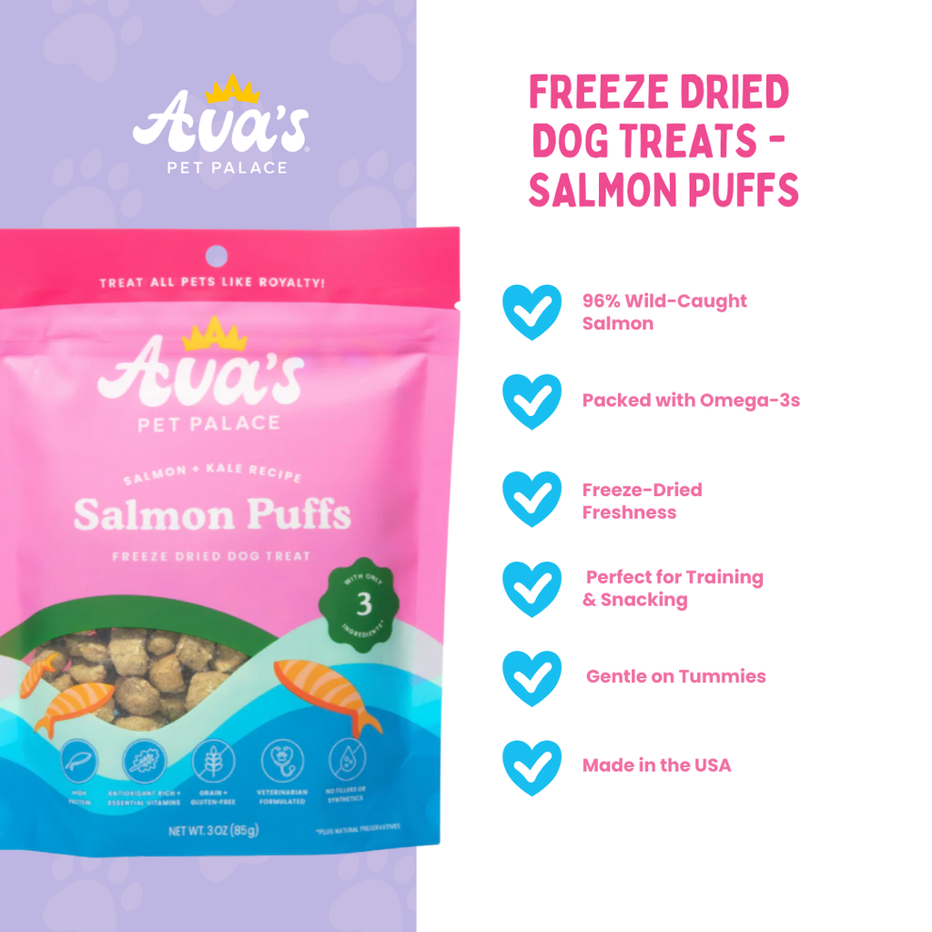 Freeze Dried Dog Treats - Salmon Puffs by Ava's Pet Palace