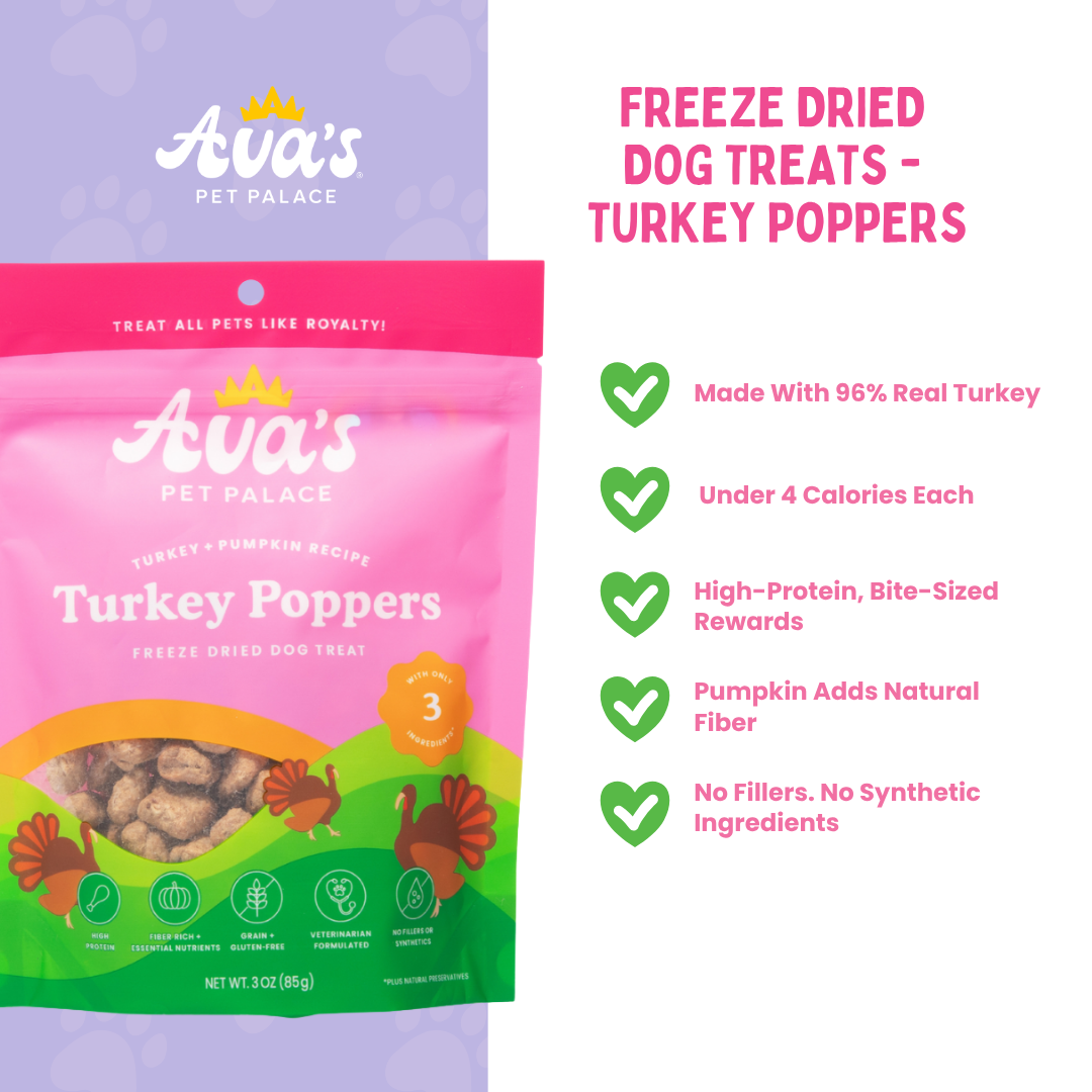 Freeze Dried Dog Treats - Turkey Poppers by Ava's Pet Palace