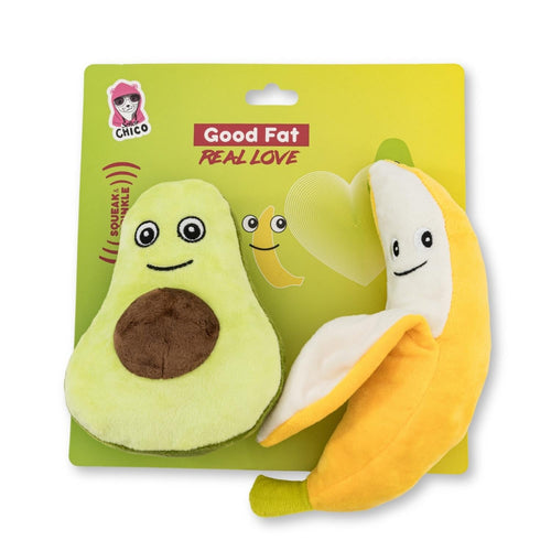 Avocado & Banana Plush Dog Toy Gift Set – with Squeaker & Crinkle Paper for Fun Play by American Pet Supplies