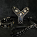 "AZTEC" BIG dog SET - Harness - collar - lead. Black by Bestia Dog Gear