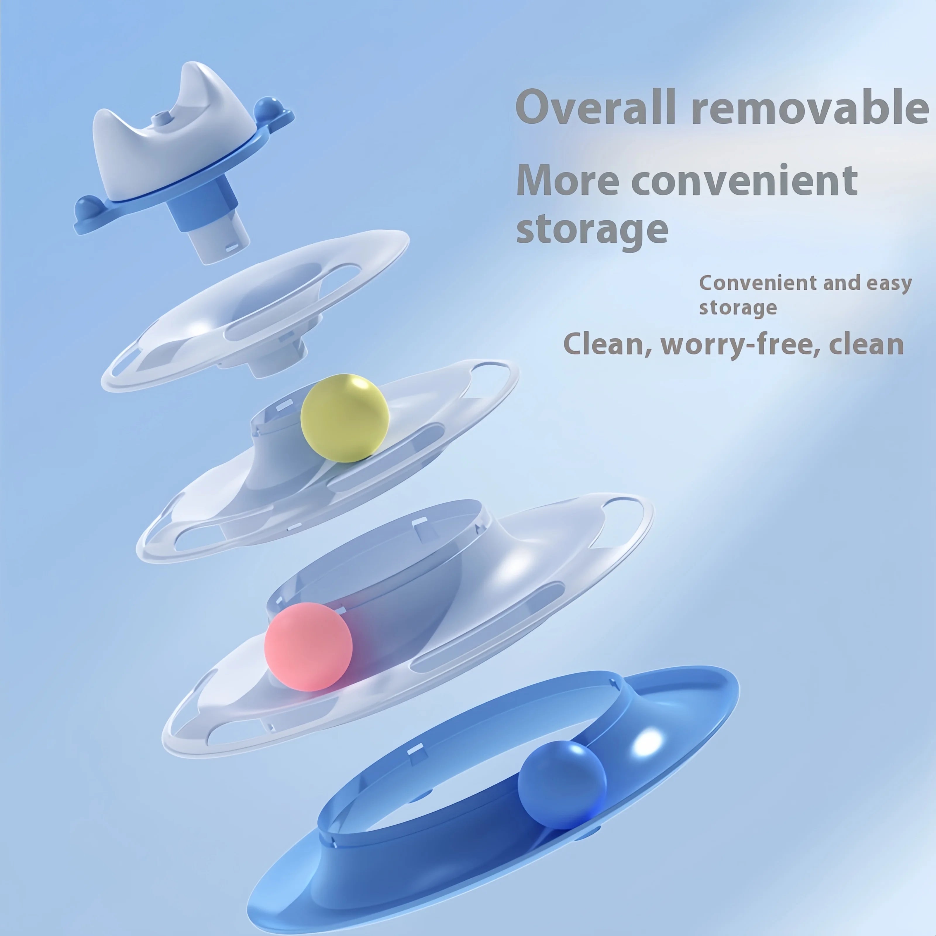 Four-layer Rotating Track Ball and Feather Stick Toy