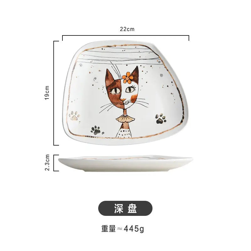 Cute Cartoon Cat Ceramic Tableware