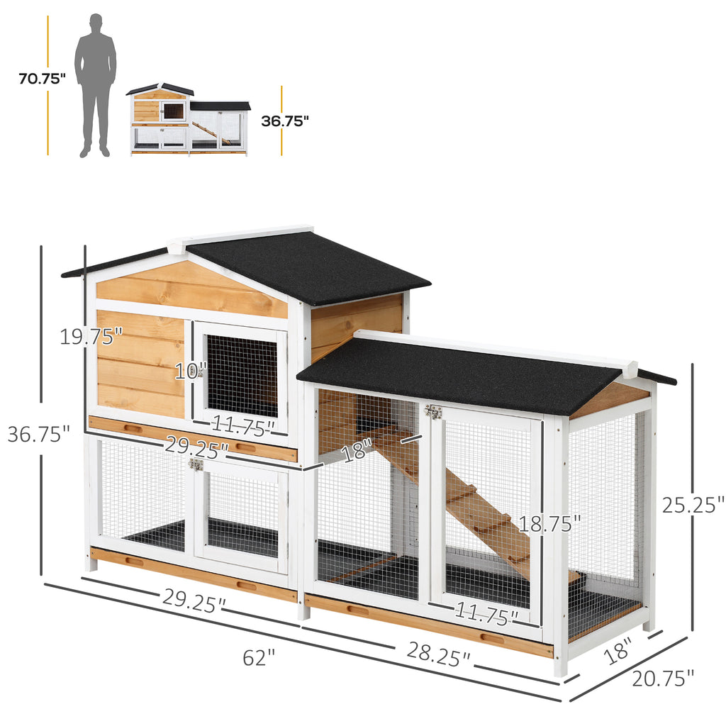 2 Story Rabbit Hut Wooden With Ramp by Love My Pet