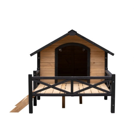 Outdoor Large Wooden Cabin House Style Wooden Dog Kennel With Porch by Amazing Pet Bargains