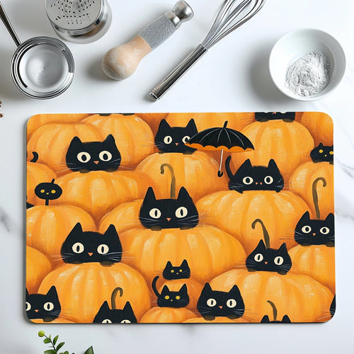 Absorbent Tableware Dish Drying Mats, Pumpkin Cat by Love My Pet