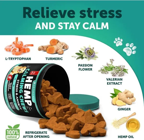 Hemp Calming Chews For Dogs Dog Anxiety Relief Treats by Amazing Pet Bargains