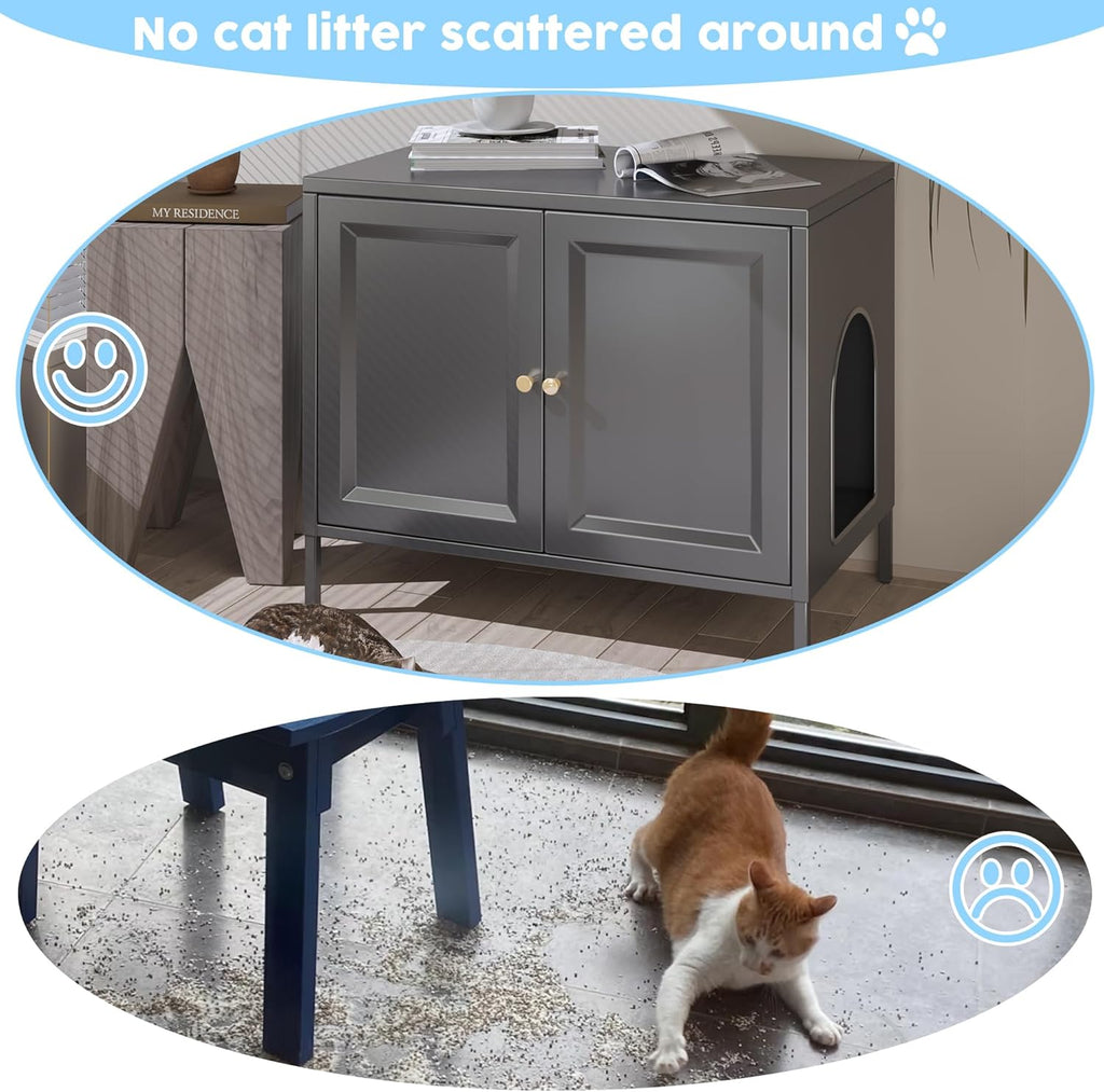 Cat Litter Box Enclosure Furniture With Barn Door