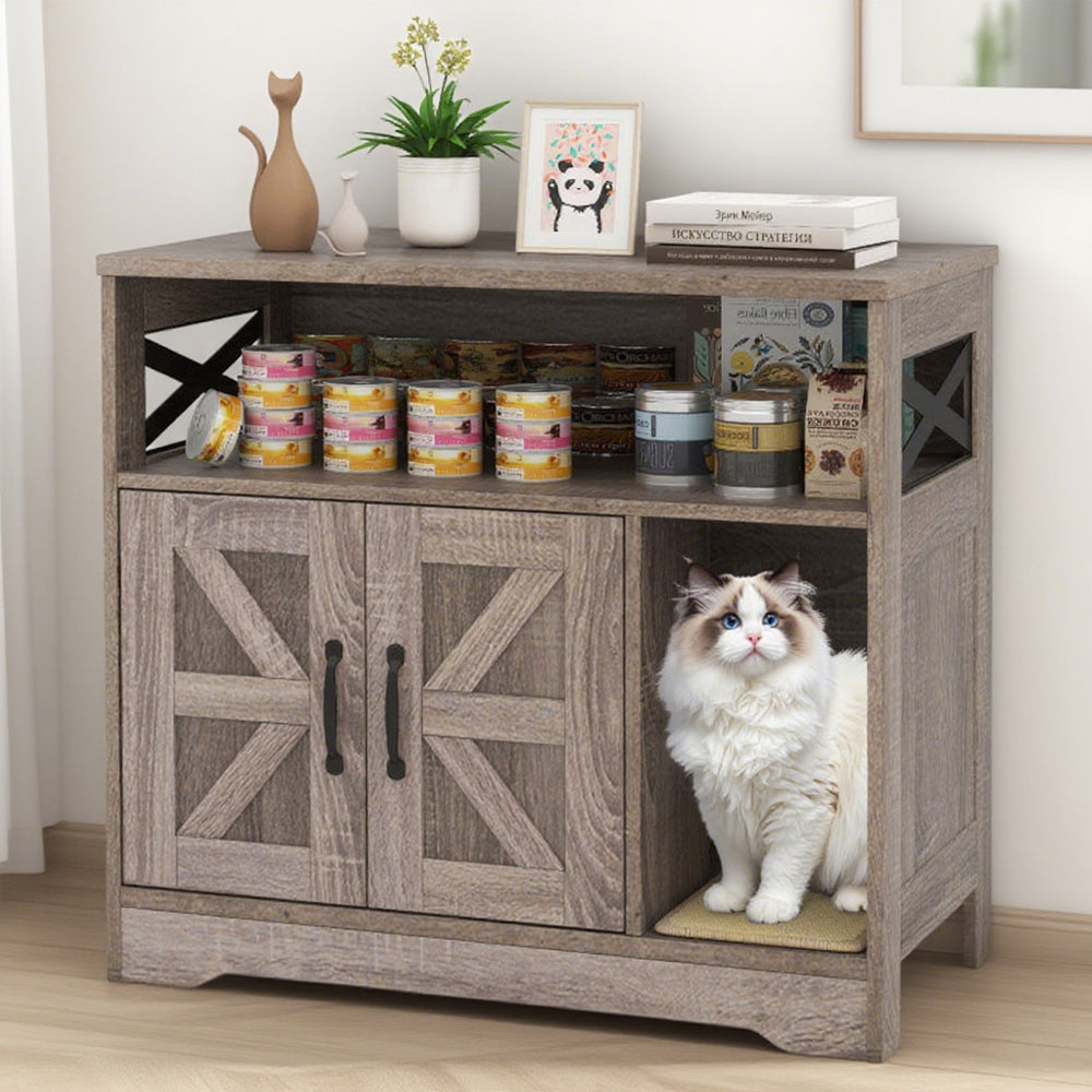 Cat Litter Box Enclosure Hidden Cat Box Furniture with Storage by VetsPetStore
