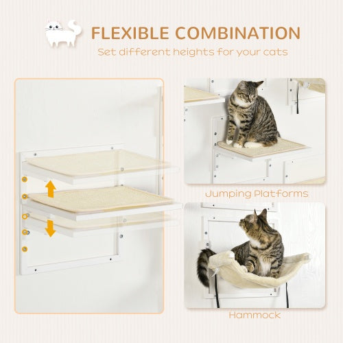 6-pc Modern Cat Wall Shelves for Indoor Cats, Height Adjustable Jumping Platforms by Amazing Pet Bargains