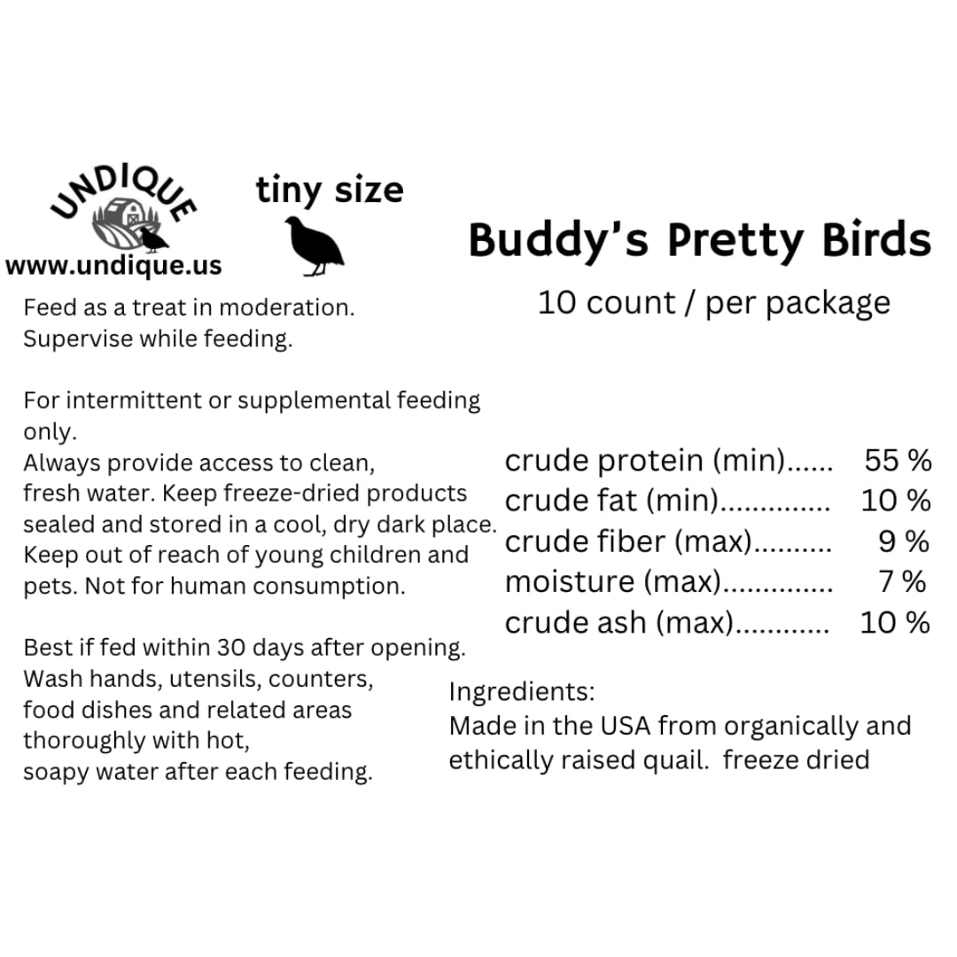 Quail Whole Chick Treats, 10 Count - Tiny, dehydrated Small Premium cat and Dog Treat by Quailz.com by Undique LLC
