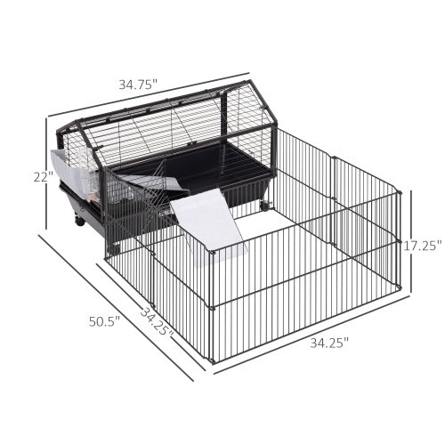 Small Animal Play Fence Cage With Rolling Casters, Water Bottle by Love My Pet