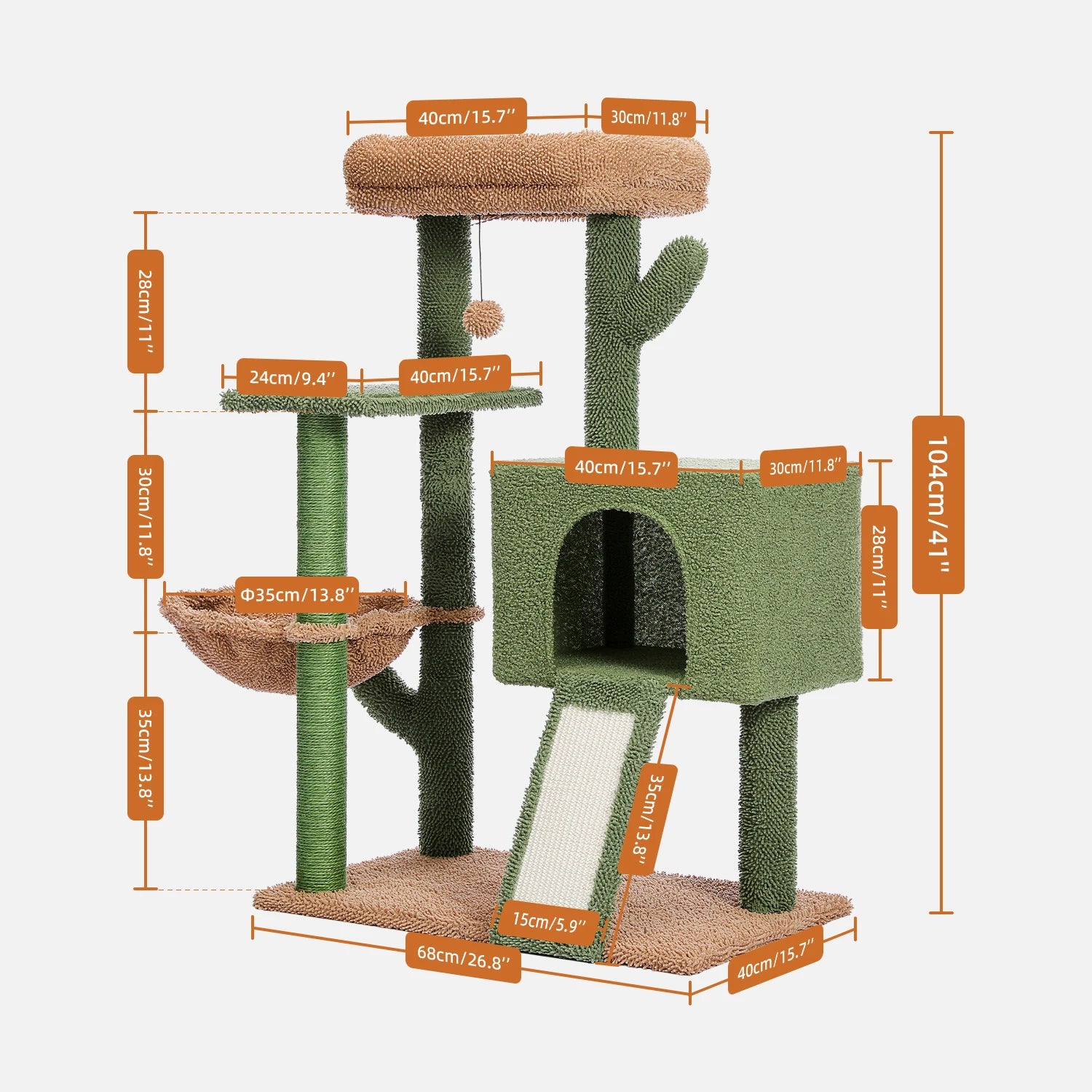 Cactus Cat Tree Tower with Sisal Scratching Post by Love My Pet