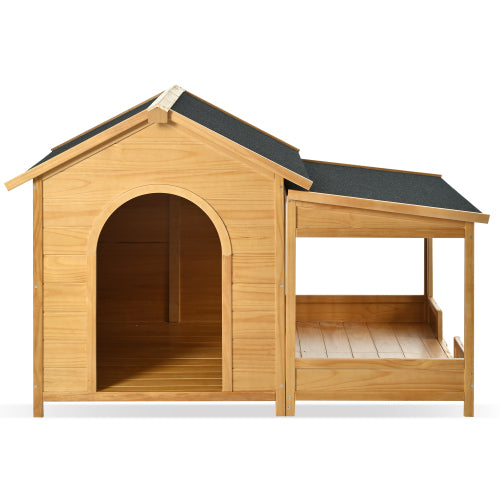 Large Wooden Dog House With Porch, Asphalt Roof and Elevated Floor by VetsPetStore