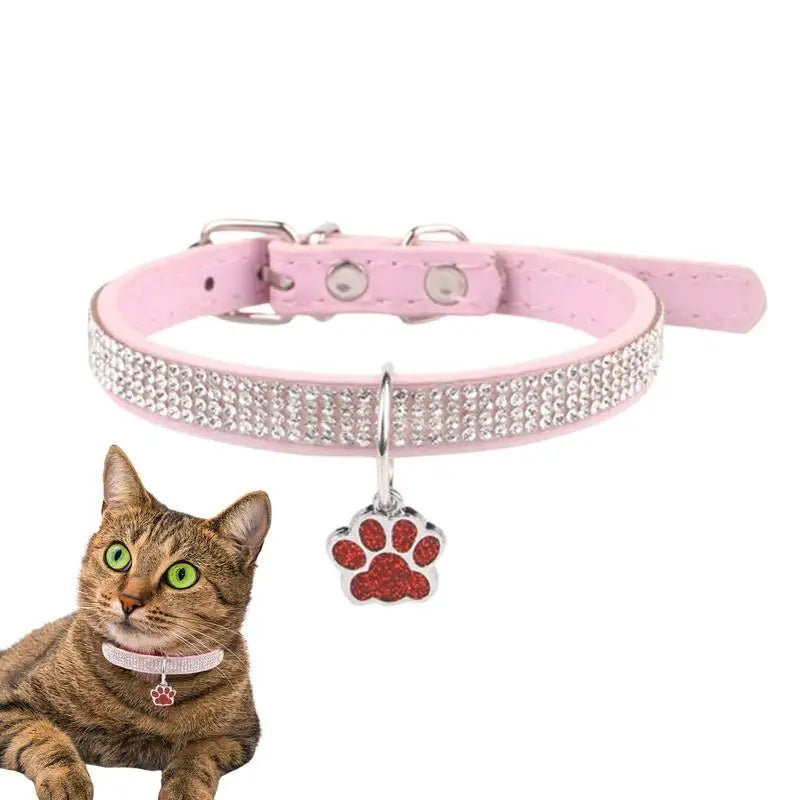 Sparkling Pet Collars With Paw Print Tag by Love My Pet