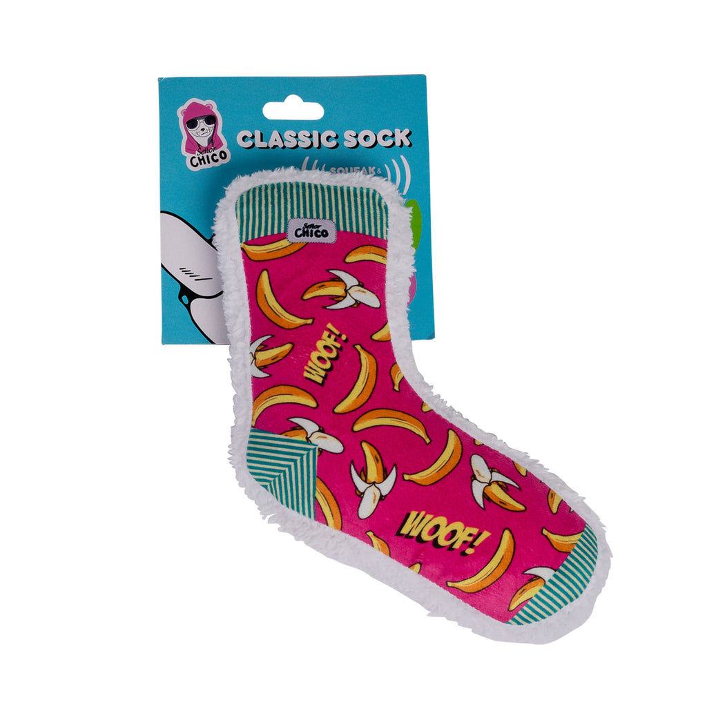 Squeaky Sock Plush Dog Toy – Whimsy Wonders Banana Design by American Pet Supplies