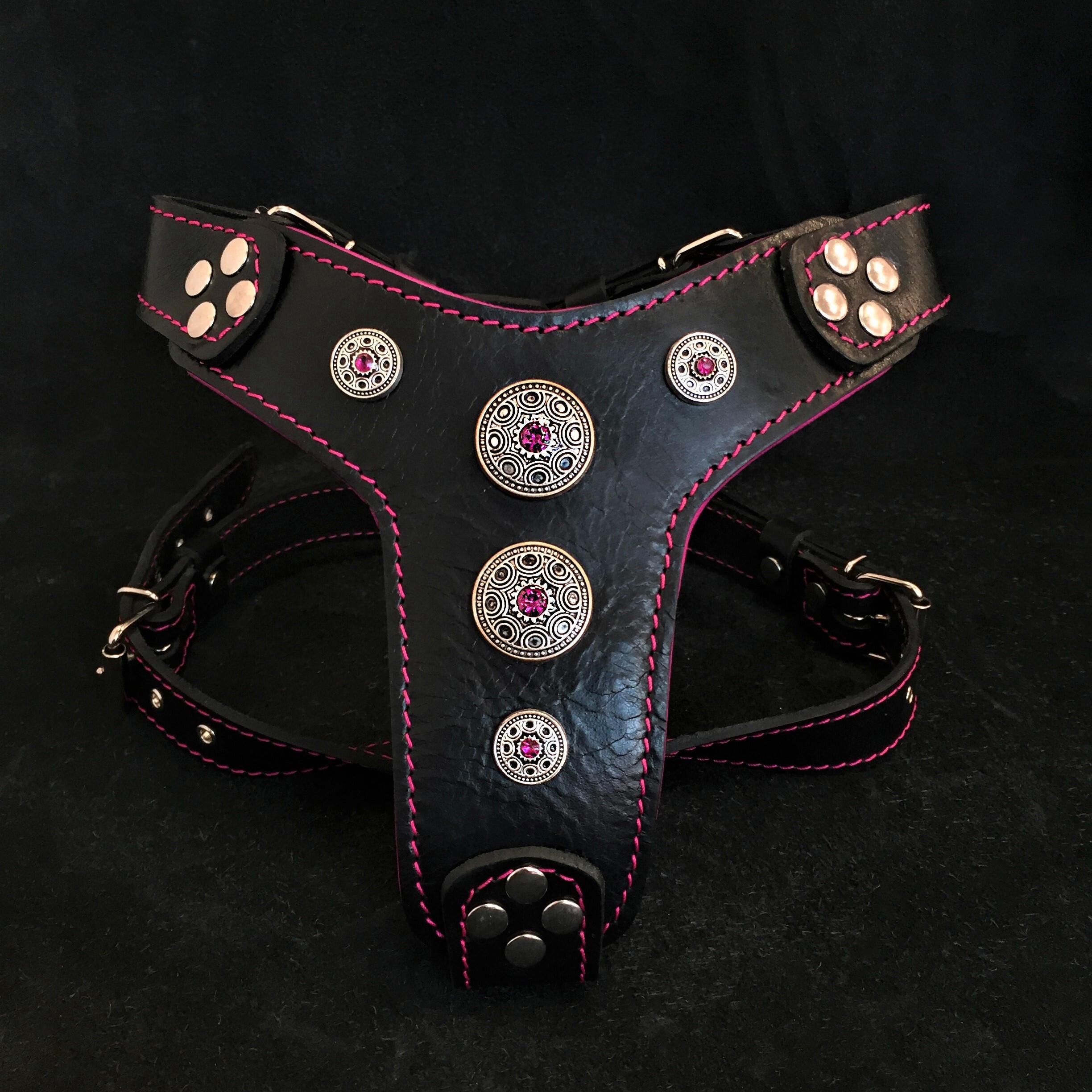 The ''Bijou'' harness Black & Pink Small to Medium Size by Bestia Dog Gear