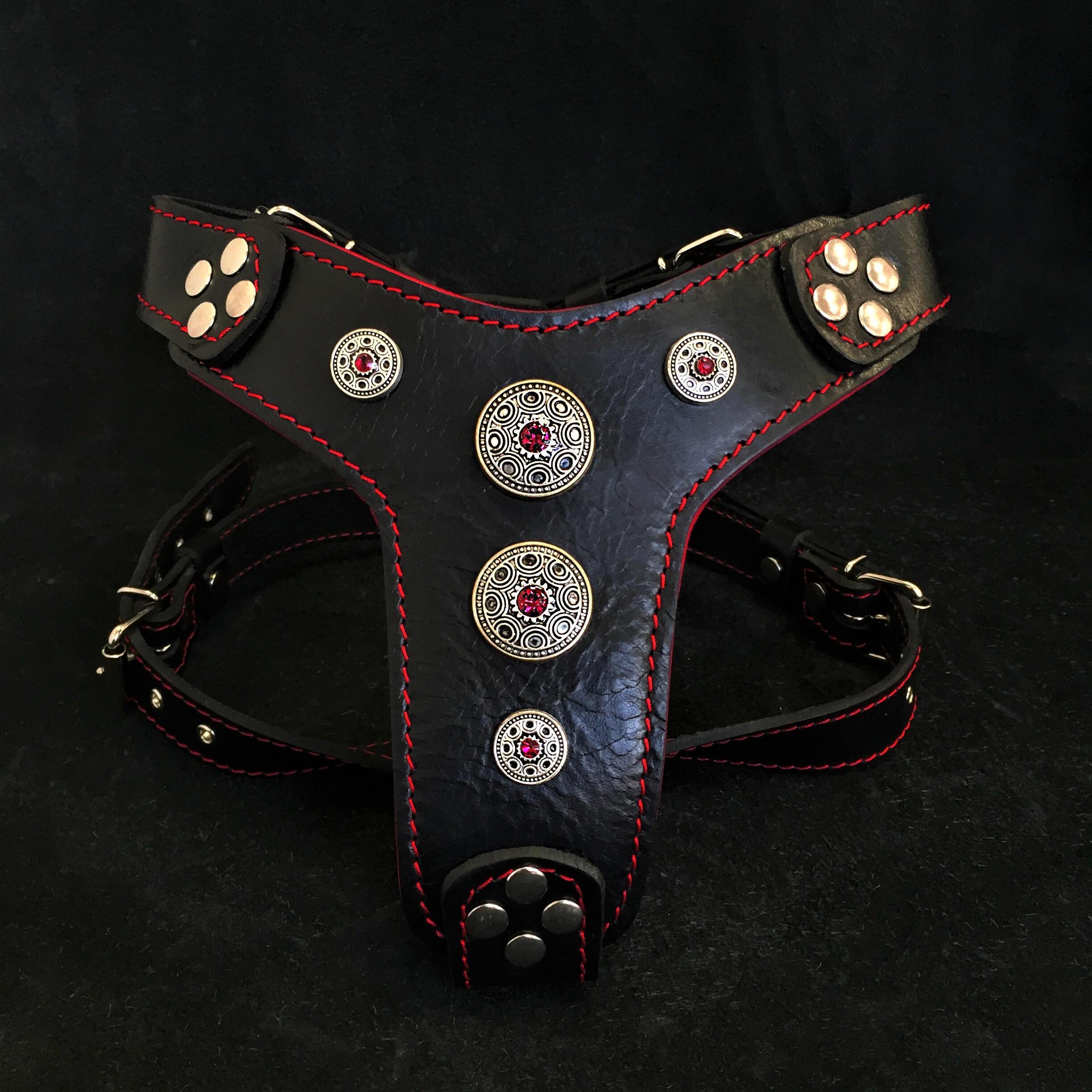 The ''Bijou'' harness Black & Red Small to Medium Size by Bestia Dog Gear