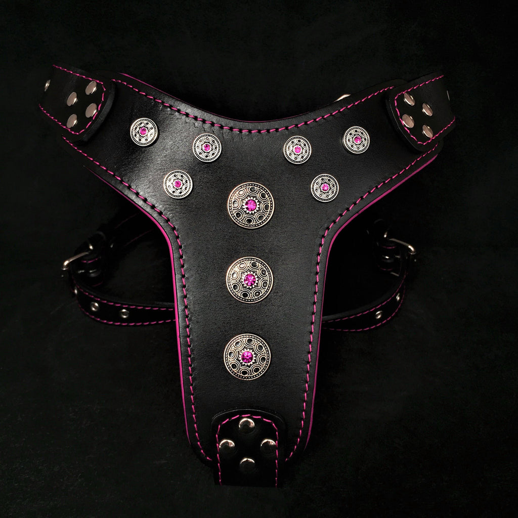 ''Bijou'' harness Black & Pink for big dogs by Bestia Dog Gear
