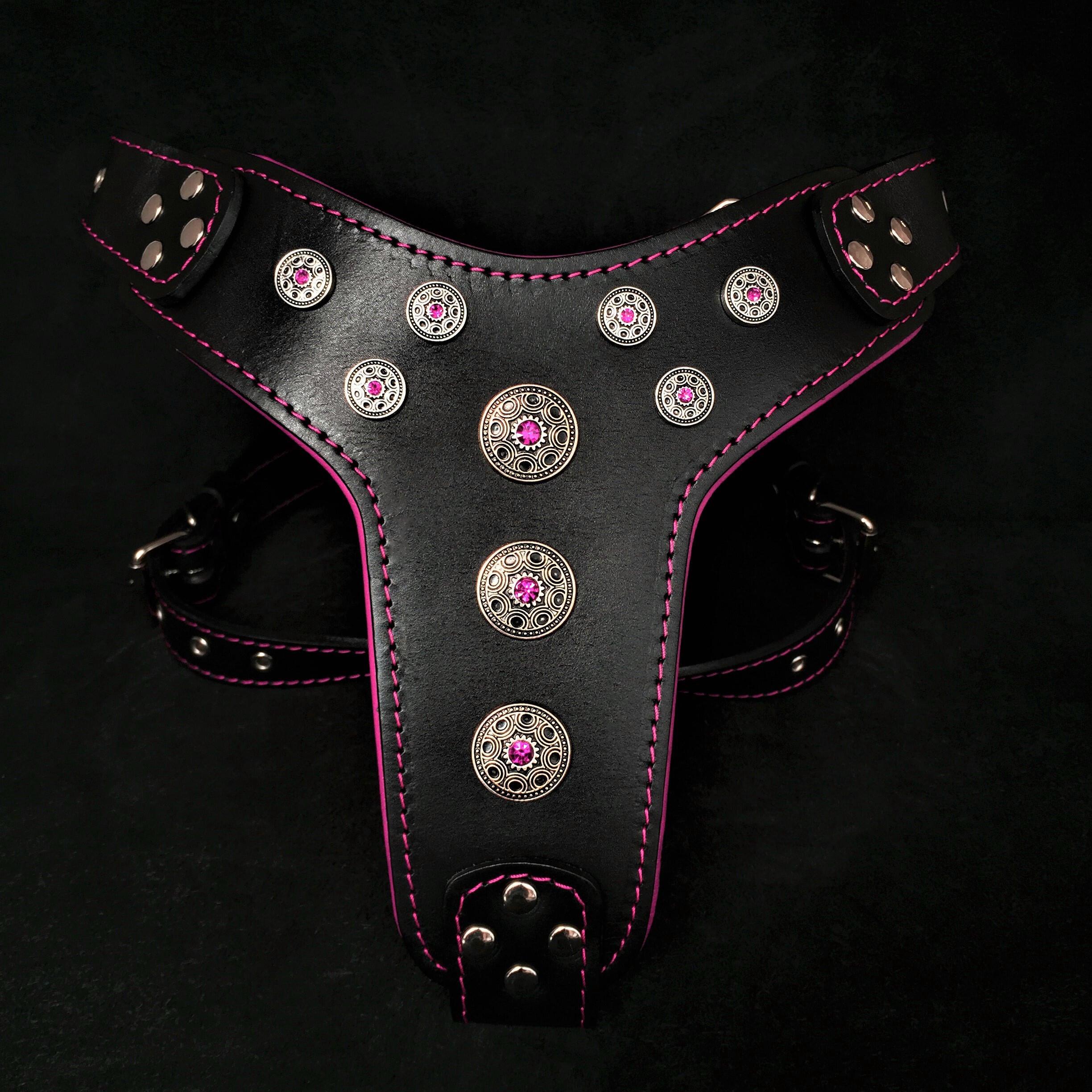 ''Bijou'' harness Black & Pink for big dogs by Bestia Dog Gear