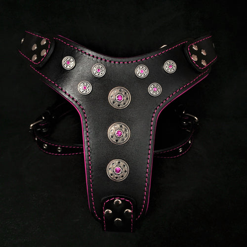 ''Bijou'' harness Black & Pink for big dogs by Bestia Dog Gear