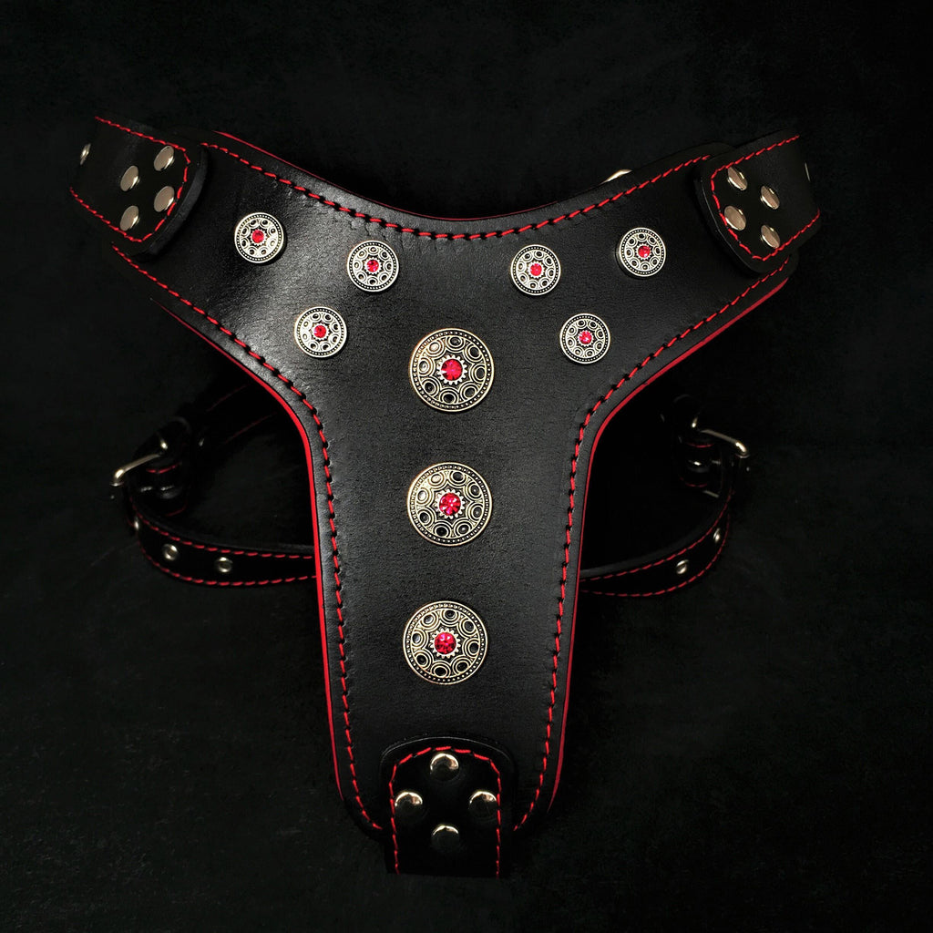 ''Bijou'' harness Black & Red for big dogs by Bestia Dog Gear