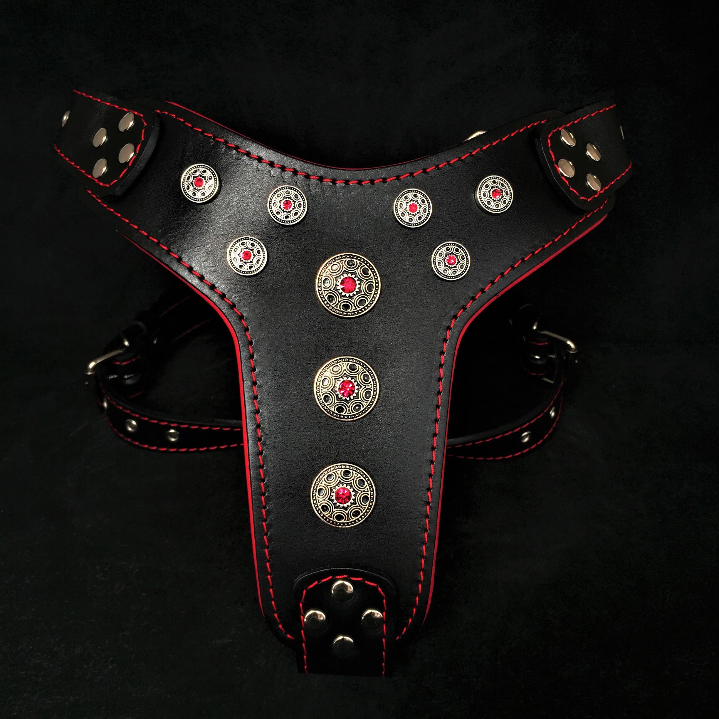 ''Bijou'' harness Black & Red for big dogs by Bestia Dog Gear
