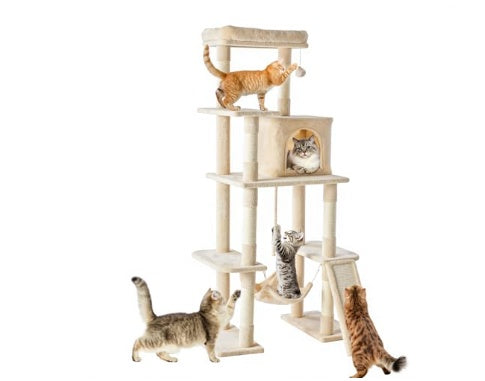 63-inch Large Multi-story Cat Climbing Tower by VetsPetStore
