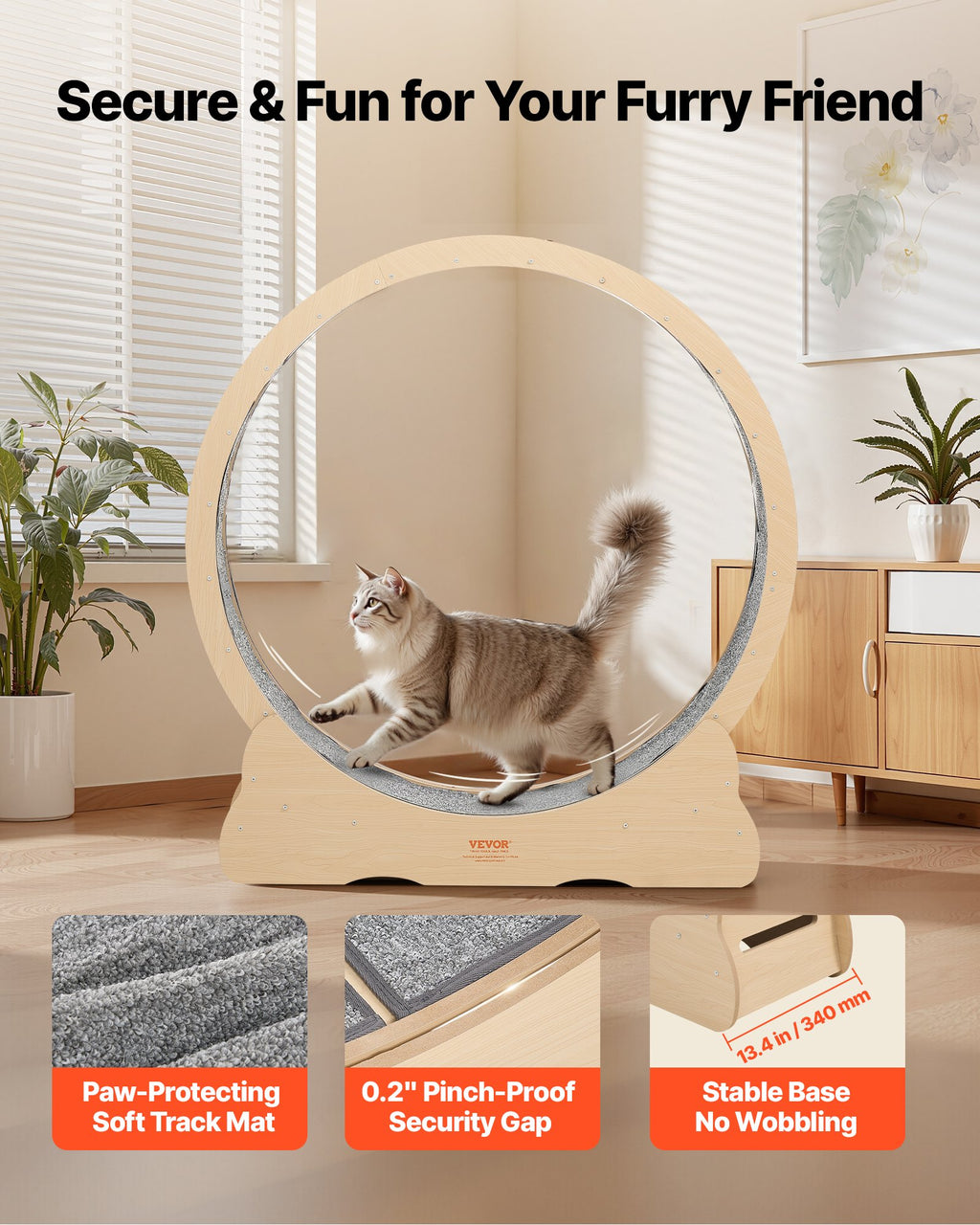 Cat Exercise Wheel, 48 In Wooden Cat Running Wheel For Indoor Cats Up To 28 Lbs by Love My Pet