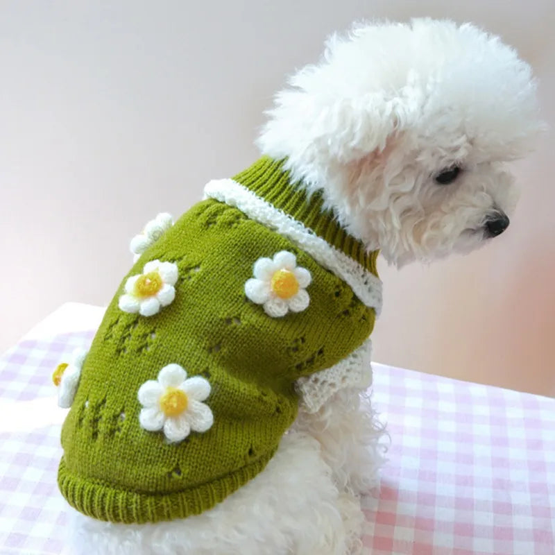 Pet Warm Sweater With Flowers