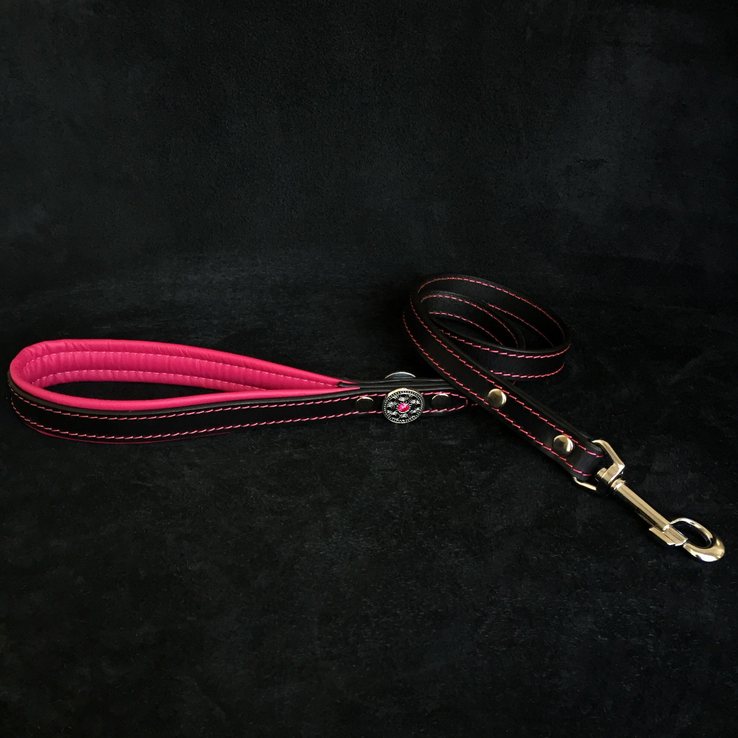 ''Bijou'' leather lead pink by Bestia Dog Gear