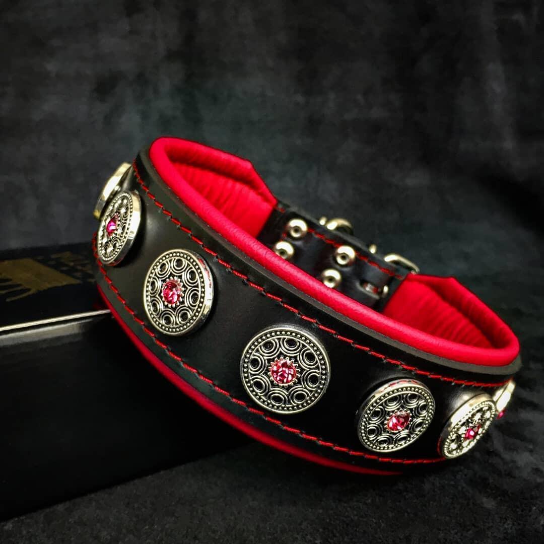 "Bijou" collar black & red by Bestia Dog Gear