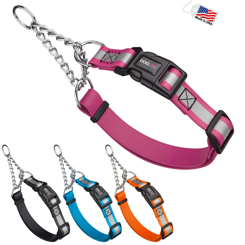 Reflective Biothane Martingale Collar with Quick Release Buckle by Dogline