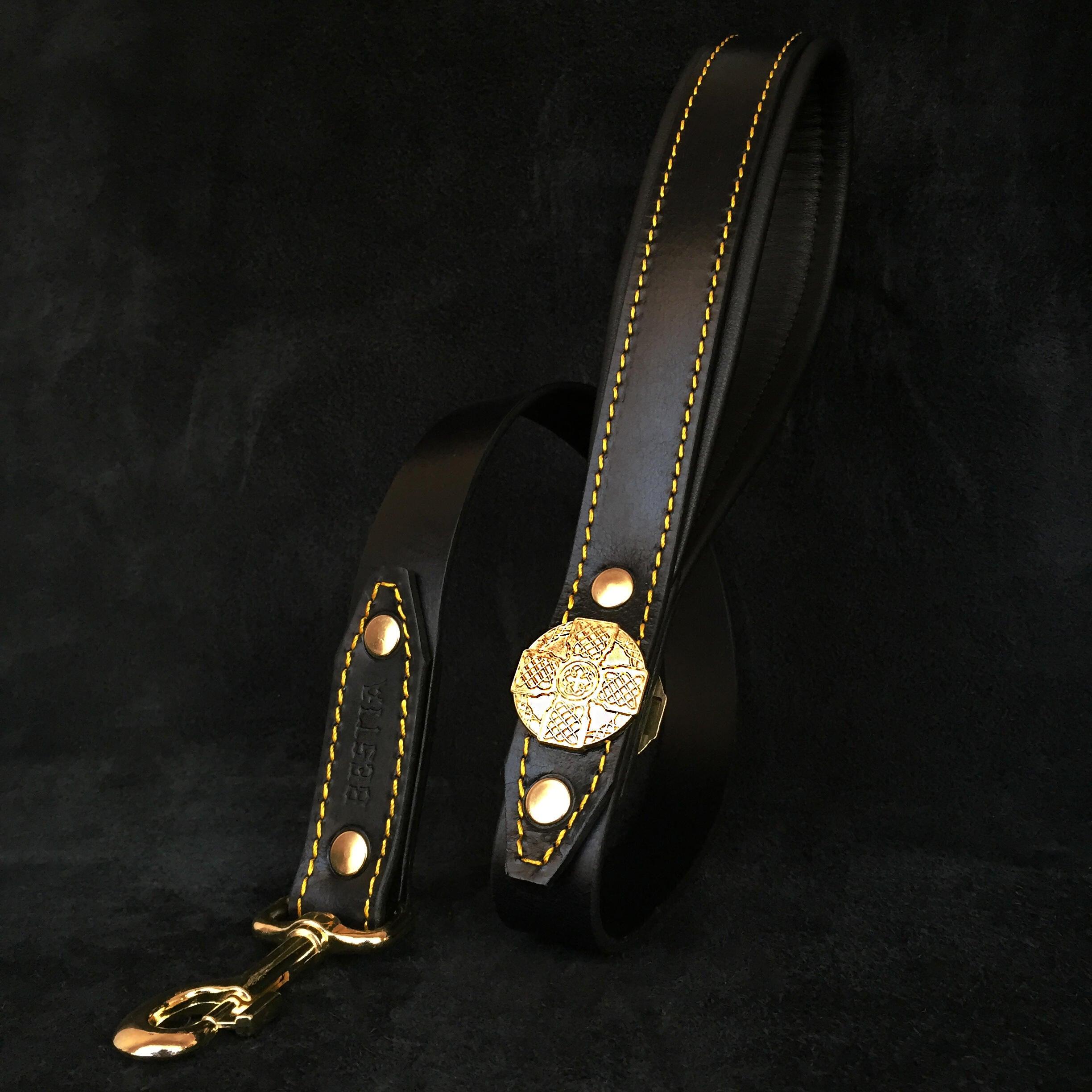 The "Maximus" leash black & gold by Bestia Dog Gear